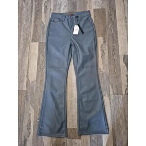 Judy Blue Pants Womens 5/28 Blue Faux Leather Bootcut Tummy Control Goth Punk